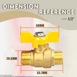 Bwintech 2 pieces 1/2 inch BSP male thread to 1/2 inch BSP male thread in brass, ball valves with wing handle, 180 degree shut-off switch, operation handle, valve, pipe fittings