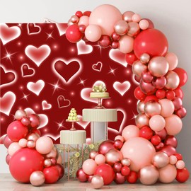 Mocsicka Early 2000s Photography Backdrop Red Heart Photo Backdrop Valentines Heart Stars Valentines Day Party Decoration Newborn Kids Portrait Photo Props