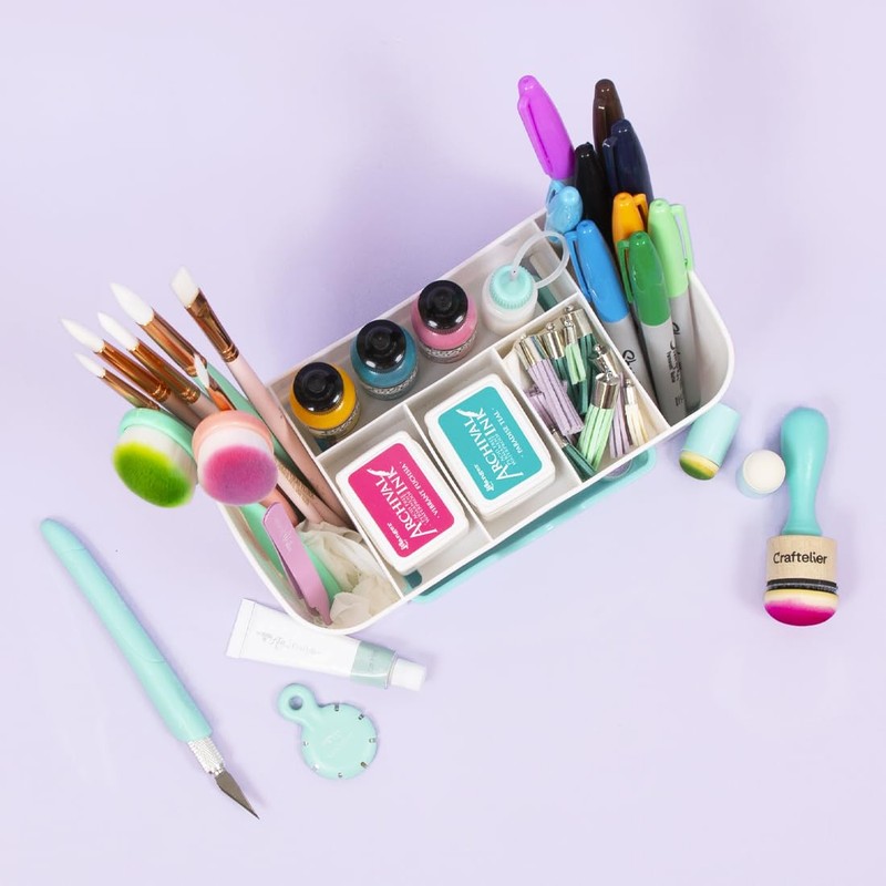 Craftelier - Desk Organizer with 5 Compartments and Drawer |