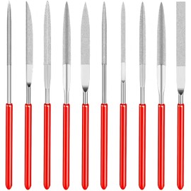10 Pcs Mini Diamond Needle File Set – Precision Modelling Files for Jewellers – Round, Flat & Triangular Tools for Metal, Resin, Plastic & Miniatures – 2 x 100mm