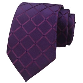 Plum Purple Holiday Gift Neckties Check Silk Tie Berry Purple Fitness Dating For Men Youth Boy