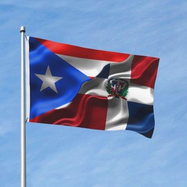 Puerto Rico And Dominican Republic Flag Flag 3x5 Ft Duplex Prints Double Fabric Outdoor Flags 3x5 Foot Feet Outside Banner Brightly Colored Heavy Duty And Durable Fade Resistant