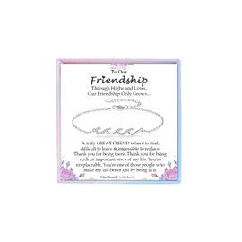 Gifts for Best Friend Friendship Bestie Birthday Gifts Bracelet for Her Women, Silver Wave CZ Bracelet Gift for Best Friend Graduation Motivational Mother's Day Christmas Stuffers Jewellery Gift