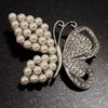 Unique Faux Pearl Crystal Butterfly Brooch