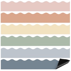 Tenceur 160 ft x 2.76 Inch Large Magnetic Bulletin Board Borders Bulletin Boarder Trim for Whiteboard Decorations Scalloped Trim Colorful Office Home Use Spring Summer Decor(Neutral Boho Color)