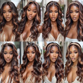 BilltiiWW Brown With Highlights Bundles P1B30 Body Wave Human Hair Bundles Two Tone Black and Brown Brazilian Human Hair Soft and Silky for Women 20 22 24 Inch