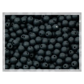 100pcs 3 mm (0.12in) Round Pressed Druck Glass Beads, Small Beads for stringing, Jet Black Matte