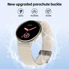 Oanux 20mm Stretchy Braided Nylon Compatible with Garmin Forerunner 165 Watch Band/55/245/645, Parachute Buckle Elastic Soft Sport Strap for Vivoactive 6/5/3/3 Music & Venu Sq 2 Women Men