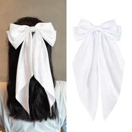 Womens White Hair Bow Clips for Women Girls White Bows for Hair Bows for Girls Women Long Curly Hair Accessories Bow for Women Teen Girls Bowknot Bow Hair Clips Large Bow Clip for Women Girls