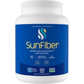 Tomorrow's Nutrition, Sunfiber, Prebiotic Fiber Supplement for Digestive Health, GLP-1 Friendly, Low FODMAP, Gluten-Free, Unflavored, 90 Servings