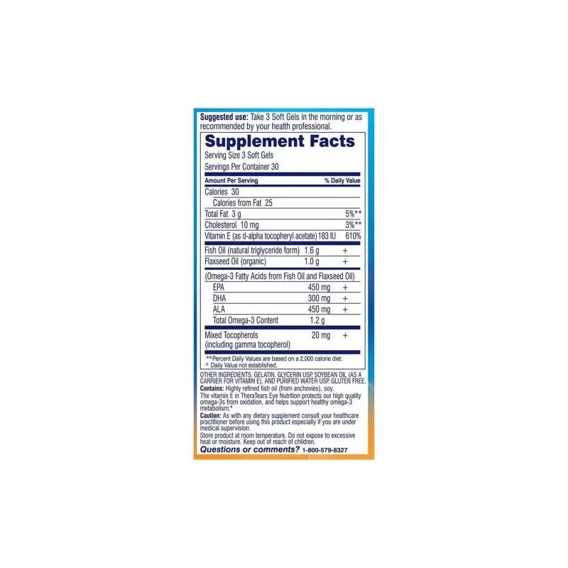 Thera Tears Eye Nutrition Therapy Omega-3 Supplement Softgels 1200mg 90