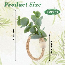 Napkin Rings Set of 12, Easter Napkin Rings, Boho Eucalyptus Leaf Napkins Holder for Table, Wood Bead Farmhouse Fall Rustic Napkins Ring Holder for Weddings, Dining, Party, Christmas Table Decor