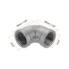 sourcing map 304 Stainless Steel 90 Degree Elbow Fittings G1/2 Female to Female Threaded Adapter Pipe Fitting for Connecting Water Pipe Air Hose PVC Tube Cast Coupling