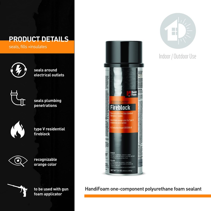 HANDI-FOAM® FIREBLOCK Low-Pressure ONE-Component Polyurethane Foam SEALANT (OCF), P30181
