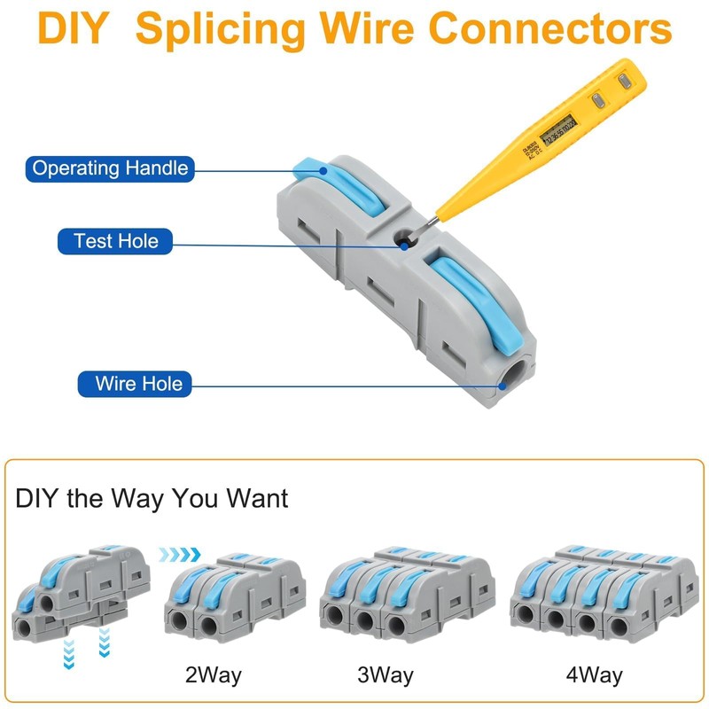 Linkstyle 40PCS Lever Wire Connectors Kit 28-12 AWG, 3 Way