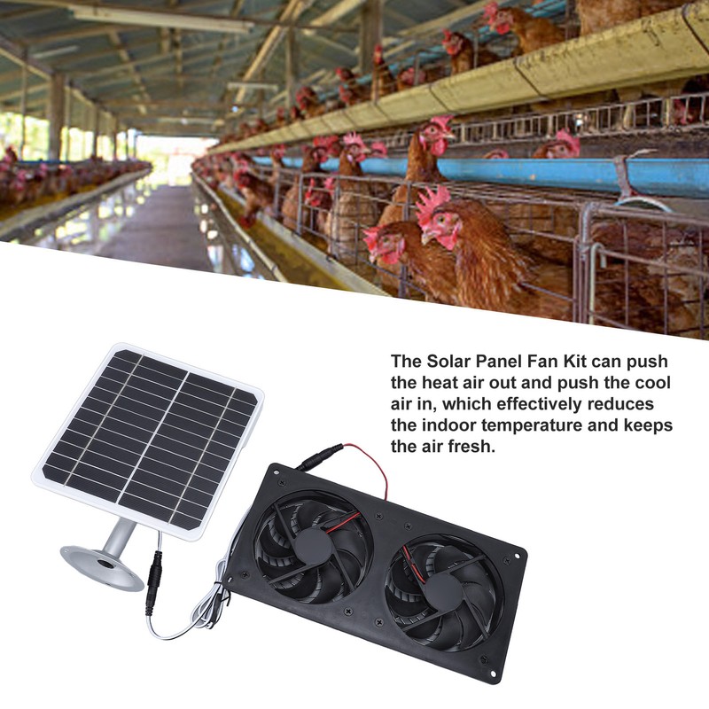 20W Solar Panel Solar Powered Dual Exhaust Fan Kit for