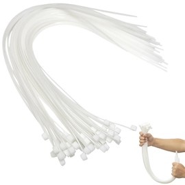 KISUOMAOYI Cable Ties Black, 50 Pack Reusable Cable tie, Heavy Duty Cable Tie 18 inch Long, 450mm x 4.8mm with UV Resistant Nylon Plastic Self-Locking Zip Ties for Home Workshop Garden Office (White)