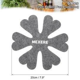 uxcell 20cm/7.9" Pot and Pan Protectors, 6Pack Anti-Slip Pan Dividers Pads Pot Separators Protectors for Stacking and Protecting Your Cookware (Floral, Grey)