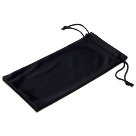 Calabria Microfiber Drawstring Eyeglass Pouch Black Micro-Fiber Glasses Bag Sunglass Holder Use as Cleaning Cloth for Lenses