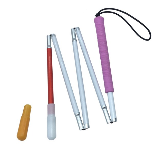 Vsone Blinde Long Pole, White, Faltlang Cane with Rubber Grip