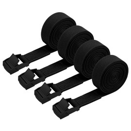 Lashing Strap Black, Motorcycle Tie Down Straps 3 m, Pack of 4 Lashing Straps Motorcycle, Lashing Strap 2.5 cm x 3 m, Fastening Strap, Mounting Strap Bicycle Carrier, Tie Down Straps Black for