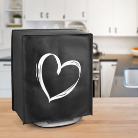 kwmobile Case Compatible with Thermomix TM5 / TM6 - Food Processor Cover - White / Black Heart Brush
