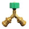 Gas Flo Propane Y Splitter Adapter Tee 100% Solid Brass LP Gas Connector with Male QCC and 2 Female QCC for LP Tank Cylinder BBQ Grill Heater Stove and More