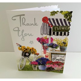 Jonny Javelin Thank You Card - Traditional Flower Cart Flowers