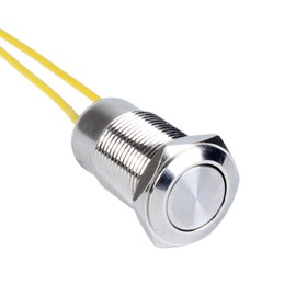 DMWD 16mm Waterproof IP67 Metal Latching Push Button Switch Heavy Duty 10Amp 12V-24V ON-Off 1NO with Wires for 5/8" Mounting Hole Without LED Light