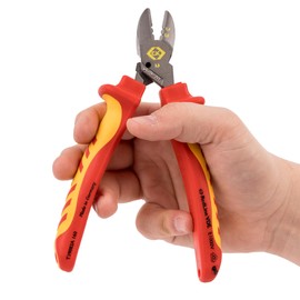 C.K Redline 2025 Edition VDE CombiCutter 2, 160 mm German Electrical Wire Cable Side Cutter, Stripper, Screw Shear, Lanyard Heavy Duty Electrician Croppers, Electricians Snips, CK Tools T39082A 160