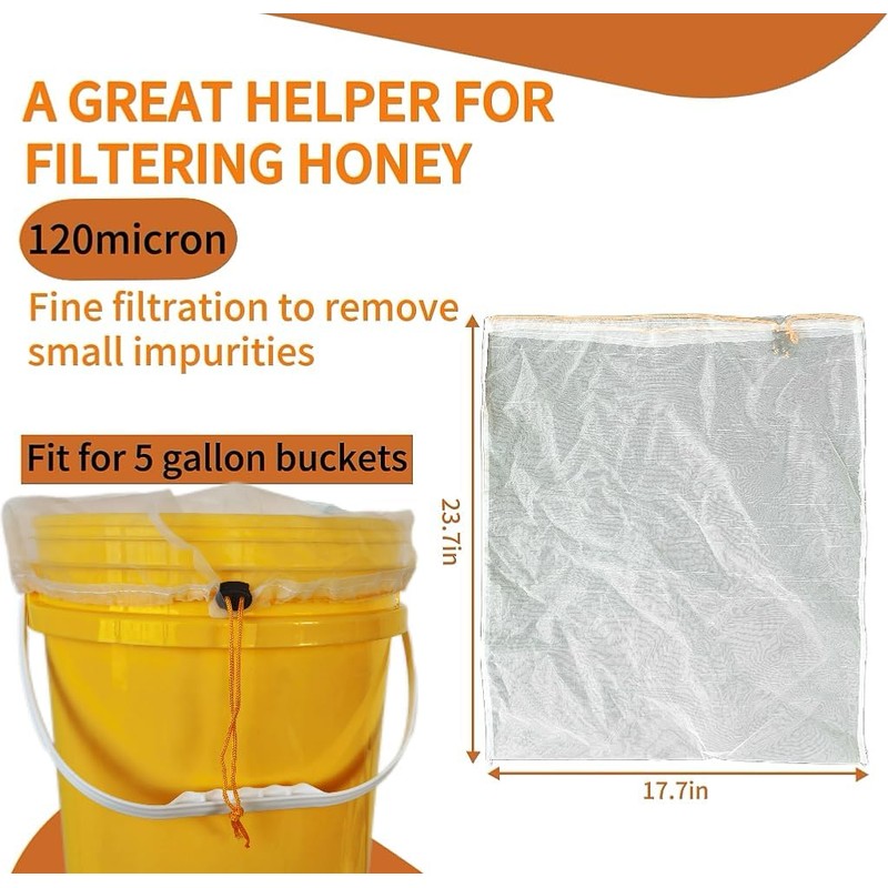SPMKTQK Honey Strainer, 4 Pcs Honey Filter Bag Ultra-Fine Mesh