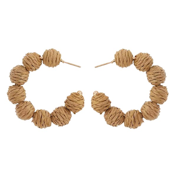 Dodocatie Raffia Hoop Earrings for Women, Boho Statement Hot Pink