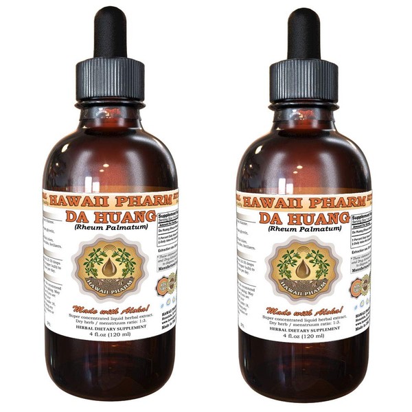 Hawaii Pharm LLC Da Huang, Rhubarb (Rheum Palmatum) Tincture, Dried Rhizome Liquid Extract, Da Huang, Herbal Supplement 2x4 Oz