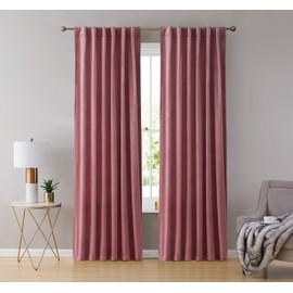 HLC.ME Lopez Velvet Curtains - Premium - Velvet Drapes, Back Tab Rod Pocket Window Treatment Curtain Drapery Panels for Bedroom & Living Room - Set of 2 Panels (54 x 84 inches Long, Blush Pink)