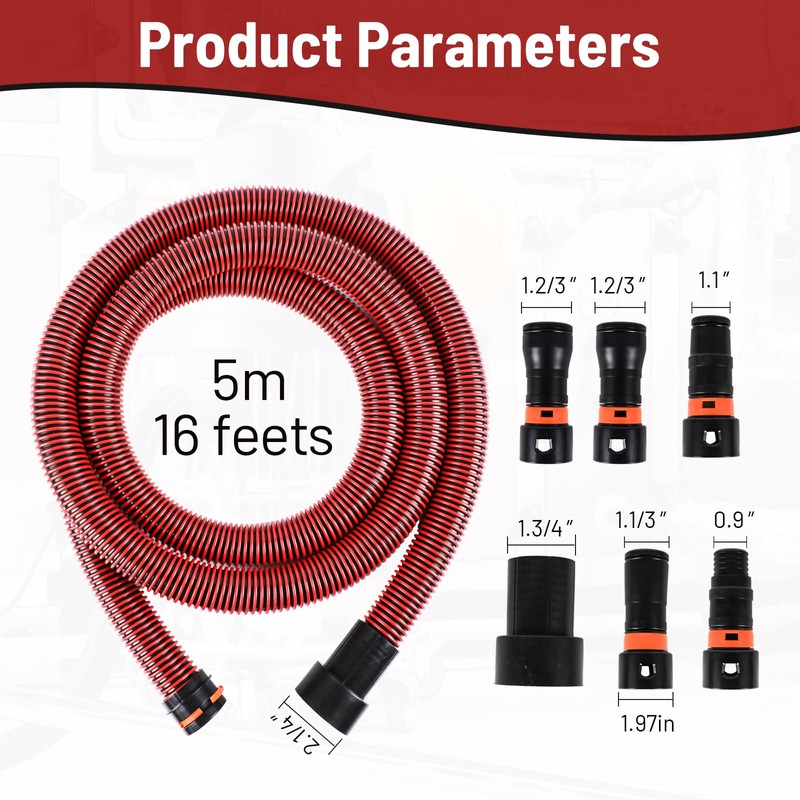 Klabb 16 Feet Dust Collection Hose Kit for Home and