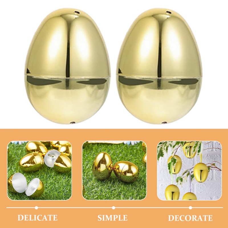 Totority 12 Pack Plastic Golden Easter Eggs Fillable Reusable for