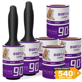 Sebtle Lint Roller, 540 Sheets Extra Sticky Pet Hair Remover Roller for Clothes Sofa Carpet Couch Sweater Furniture, Cats Dogs Pet Hair Remover, 2 Handles w/ 6 Refills