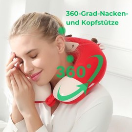 MKS. Travel Pillow Taurus Neck Pillow Children Car Neck Pillow Children Travel Pillow Children Neck Pillow Car, Train and Plane in U Shape for Kids from 3 Years Size S - Red (Bull)