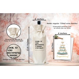 Engagement Wine Gifts Bag, Gifts For Wedding Engagement Marriage Honeymoon Bride Shower Reusable Wine Bag, Champagne Gifts Bag, Gifts For Newly Engaged Couples Bride Women Sister Friends-30