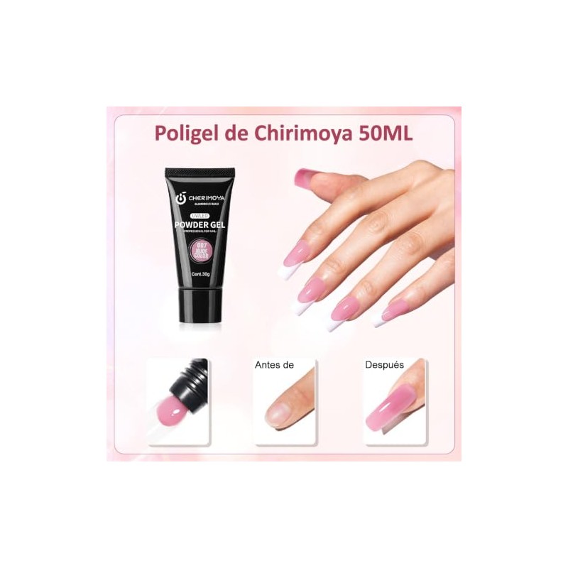CHERIMOYA Poly Gel Constructor de Uñas 30g,Gel Fortalecedor para Extensión
