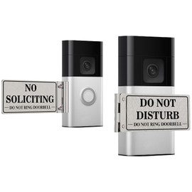Metal Doorbell Cover No Soliciting Sign for House & Front Door, Flipable No Soliciting Sign for Ring Doorbell, Easy to Mount, Great Gift for Home Officers and Exhausted Moms with Sleeping Baby(Left)