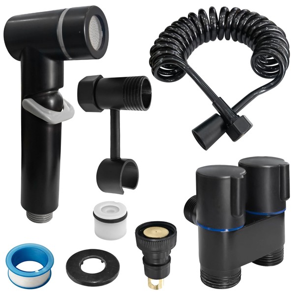 Dual Control Valve Bidet Sprayer for Toilet - Matte Black