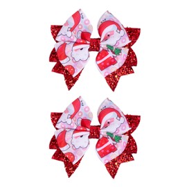 Glitter Christmas Hair Bows Santa Claus Hair Clips for Girls, Grosgrain Bows Alligator Hairpin Barrettes Xmas Hair Accessories Christmas Decor Stocking Stuffers Gifts for Toddler Girls Teens Women