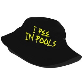 I Pee in Pools Bucket Hat Unisex,Funny Quote Humor Fisherman Cap Packable Casual Lightweight Travel Beach Sun Hats for Outdoor Headwear,Black