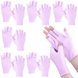 Geyoga 6 Pairs Fingerless Moisturizing Gloves Eczema Cotton Gloves for Adults Half Finger Touchscreen Lotion Overnight Dry Hands for Women Sleeping(Pink)