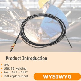 196139 Welding Liner for Hobart H & Miller M Series MIG Welder Guns, 15FT .023" - .035" Conduit Liner Replacement for Mig Welder parts, Welding Cable Liner for Most Current Handler MIG Welders 194010