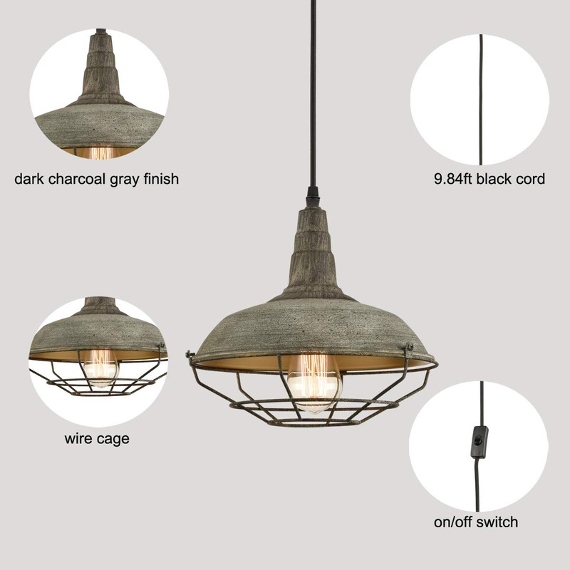 DANSEER Farmhouse Plug in Pendant Light with 16 Feet Hanging