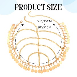 Handcess Boho Sequin Head Chain Gold Egyptian Headpiece Festival Gypsy Hair Accessories for Women