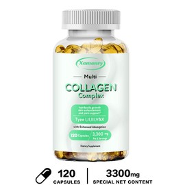 Xemenry-Collagen Peptide Capsules-Contains a mixture of collagen types I, II, III, V, and X-Improves the condition of low collagen in the body, which leads to weak bones, brittle nails, brittle hair, and dry skin