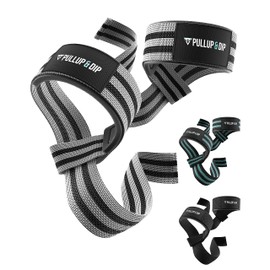 PULLUP & DIP Weight Lifting Straps for Weight Training, Padded Weight Lifting Loops, Wrist Straps, Pull Loops for Weightlifting, Bodybuilding, Lat Pull, Deadlifts, Lifting Straps (1 Pair) (Grey)